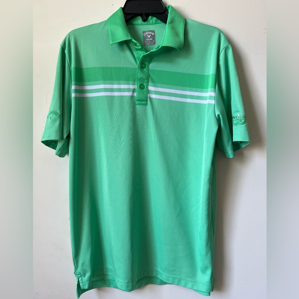 Callaway Green Performance Polo with Sporty Stripes